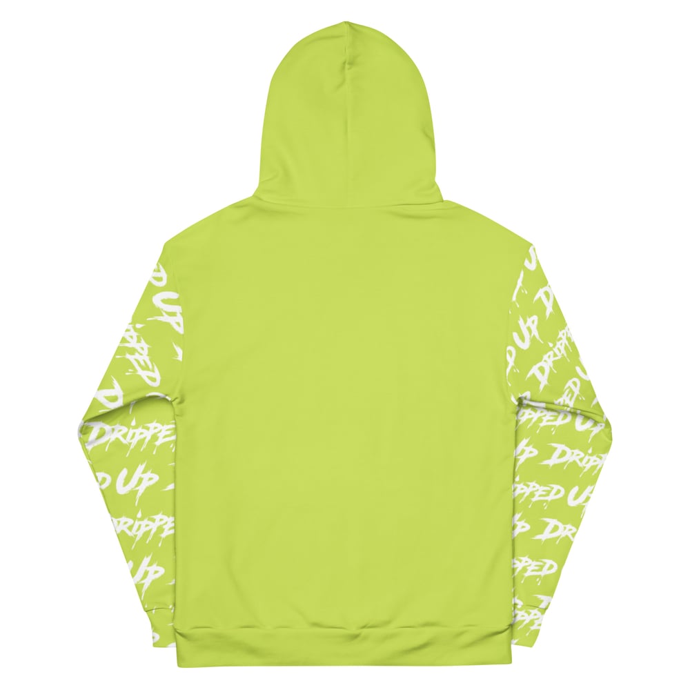 Dripped Up Sleeve Pattern Unisex Hoodie (Neon Green/White)