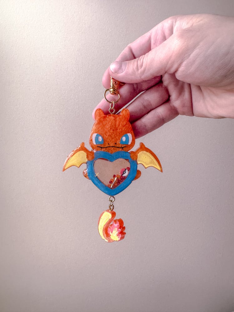 Image of Fire Poke Custom Resin Shaker Keychain