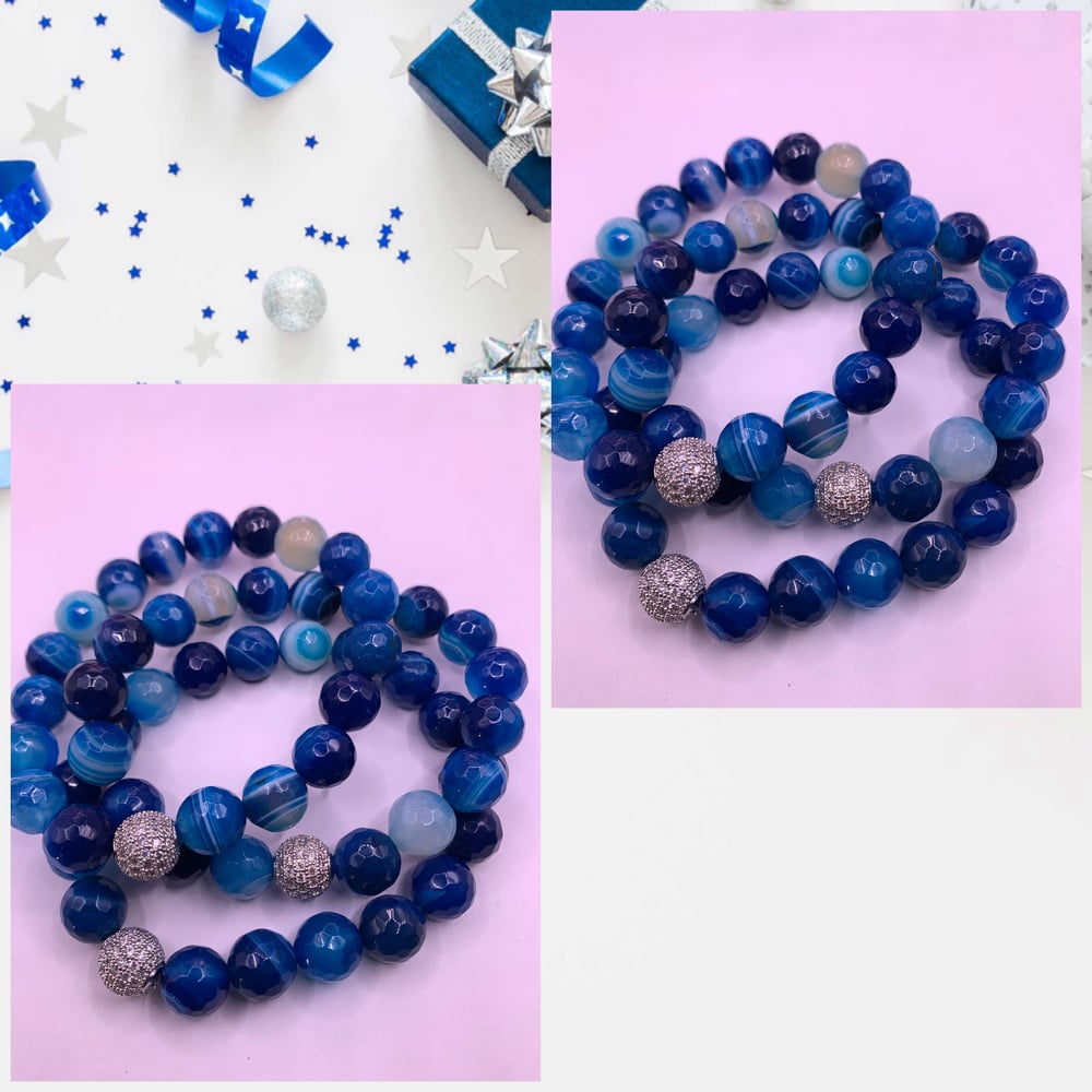 Image of Silver Blue Jazz Beaded Bracelet (1pc)