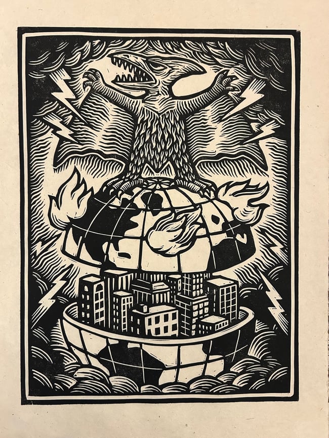 Driven Underground Block Print