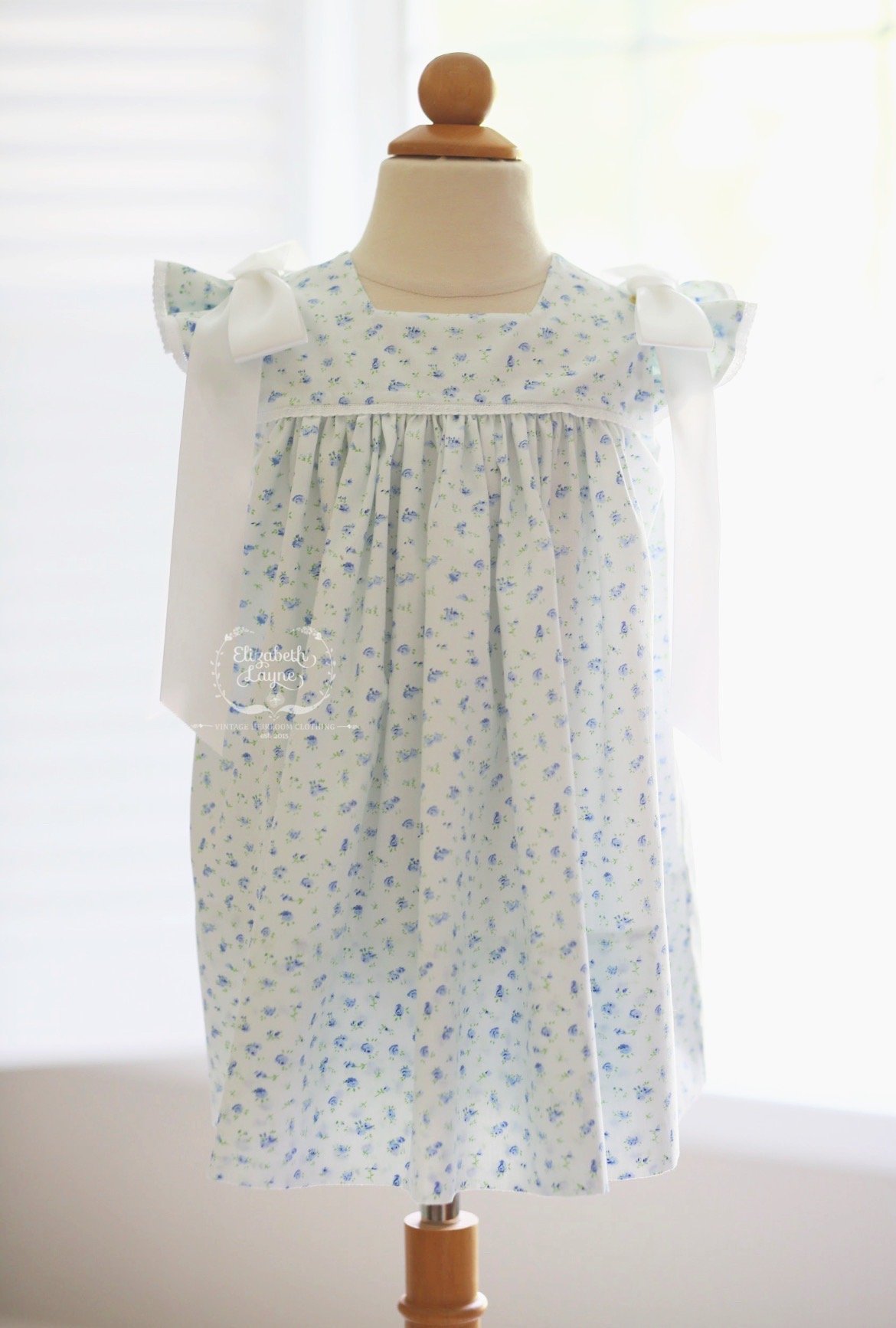 Image of Size 2 ready-to-ship blue floral sundress 