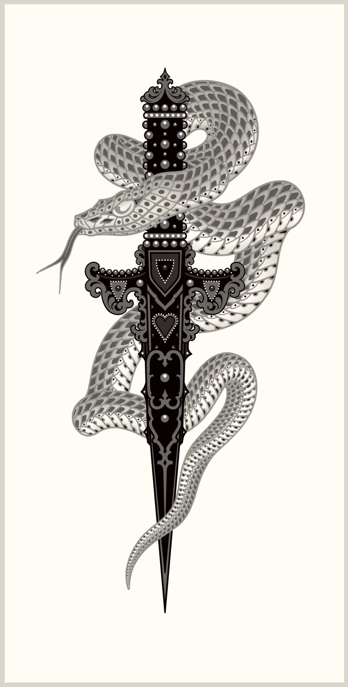 Image of Snake and Dagger 10”x20”