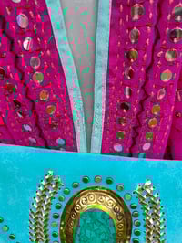 Image 5 of Thassos scarf - Hot Pink with turquoise trim