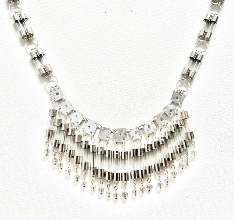 Glass and Steel Fuses Necklace