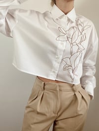 Image 1 of Cropped Button up Shirt - Magnolia