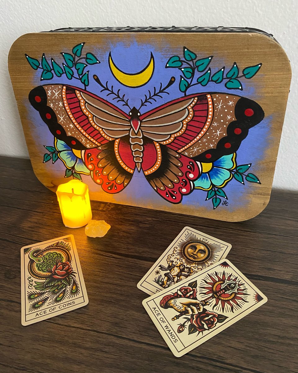 Lunar Moth Wood Altar Table | Illustrated Ink