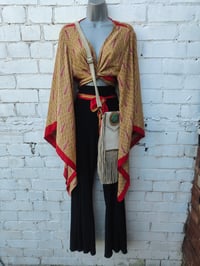 Image 3 of Stevie sari top with tassle- beige and red 