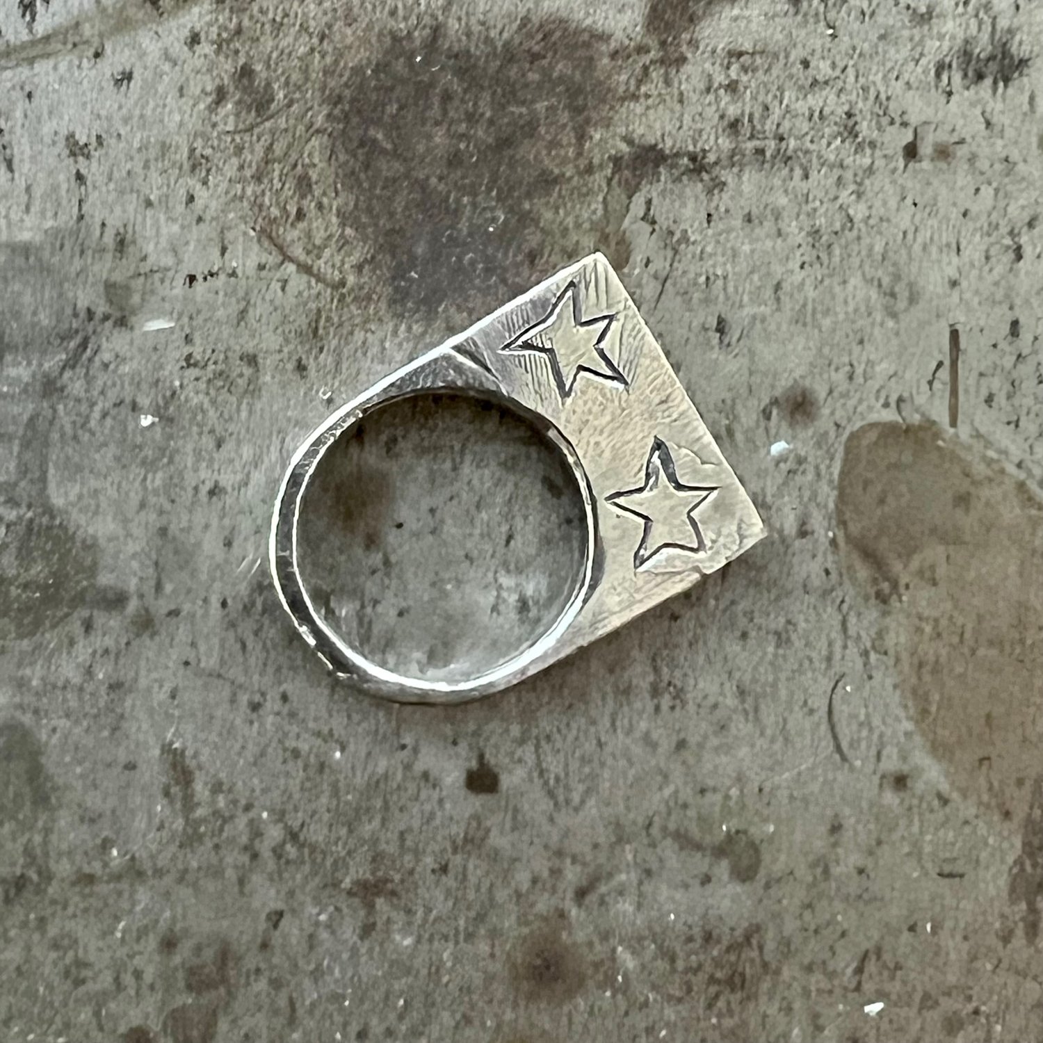 Image of Seeing Stars: Hand-carved Sterling Silver Ring, Size 8