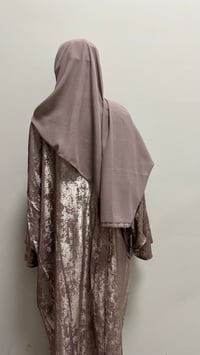 Image 7 of Korean shimmer fabric Puff sleeves butterfly Abaya comes with a matching scarf 