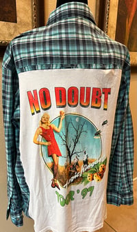 Vintage Turquoise/Black/White Cotton Shirt No Doubt