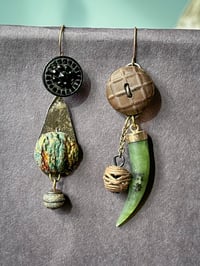 Image 4 of Junk Drawer Gems, mixed media earrings (Buttons)