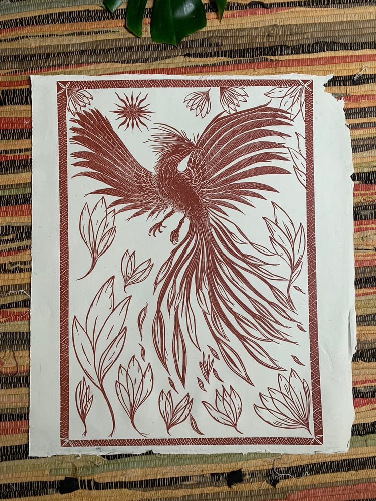 Image of Phoenix On Red Hemp