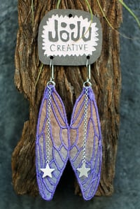 Image 1 of Purple orange cicada fairy wing earrings