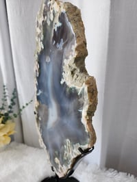 Image 4 of 6.4lb Flower Agate XL Rough Edge Crystal Slab with Custom Stand
