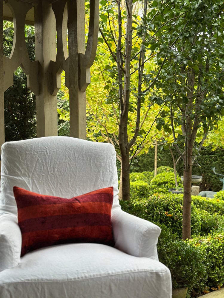 Image of Unexpected Red Stripe Ikat Cushion 