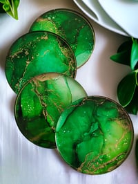 Image 1 of Set of 4 Epoxy Resin Art Coasters 'The Seeker'