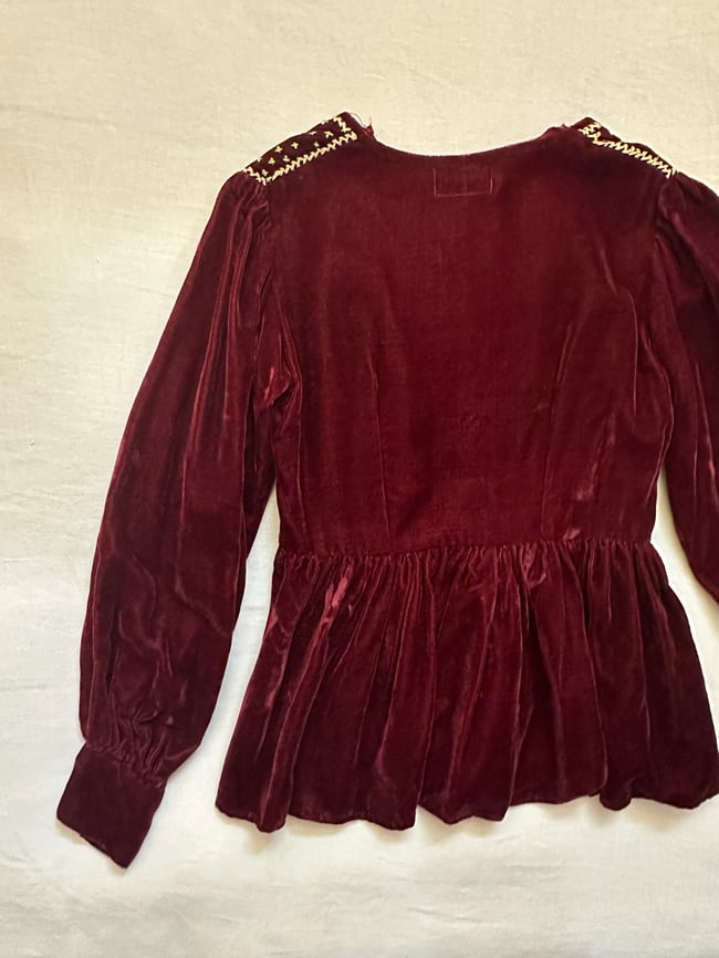 late 60s indian silk velvet plunging babydoll top