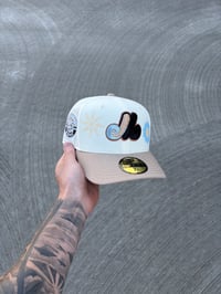 Image 1 of SKY BLUE BRIM TRI TONE CREAM MONTREAL EXPOS CUSTOM FITTED CAP
