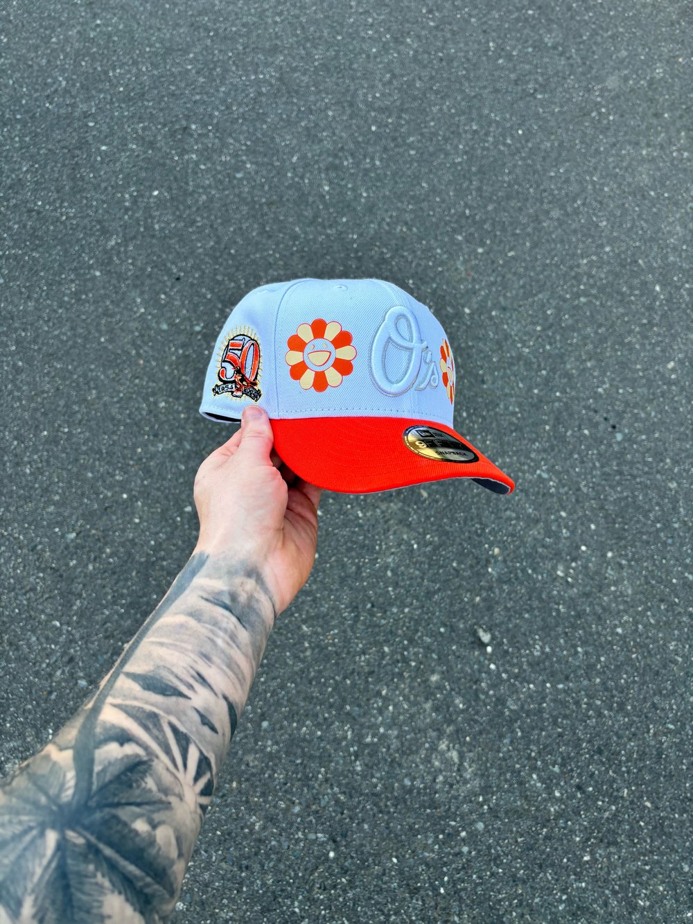 Image of TRI TONE WHITE ORANGE BALTIMORE ORIOLES CUSTOM SNAPBACK