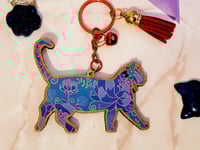 Image 1 of Kimono Cat wooden Keyrings