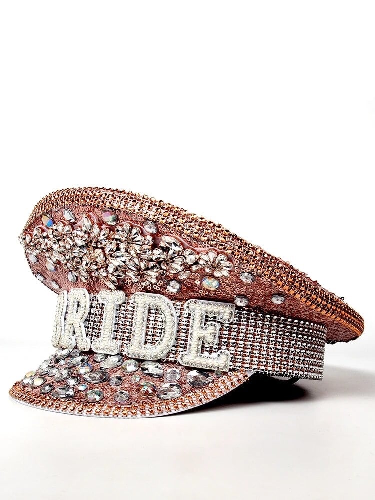 Bride Captain Diamanté Hat in Rose Gold Mumma Me - Main Image