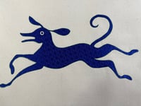 Image 2 of Whippet Cushion Cover - Blue running whippet