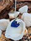 Blue Seaglass and Silver Starfish Necklace 