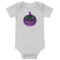 Image 12 of Baby Short Sleeve Onesie - Jack O Lantern Retro Purple Glow