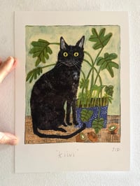 Image 3 of Kiwi the black cat print-A4 size (custom title available)