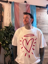 Image 1 of Pink love heart logo tshirt on white 