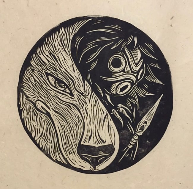 Mononoke Yin Yang Block Print