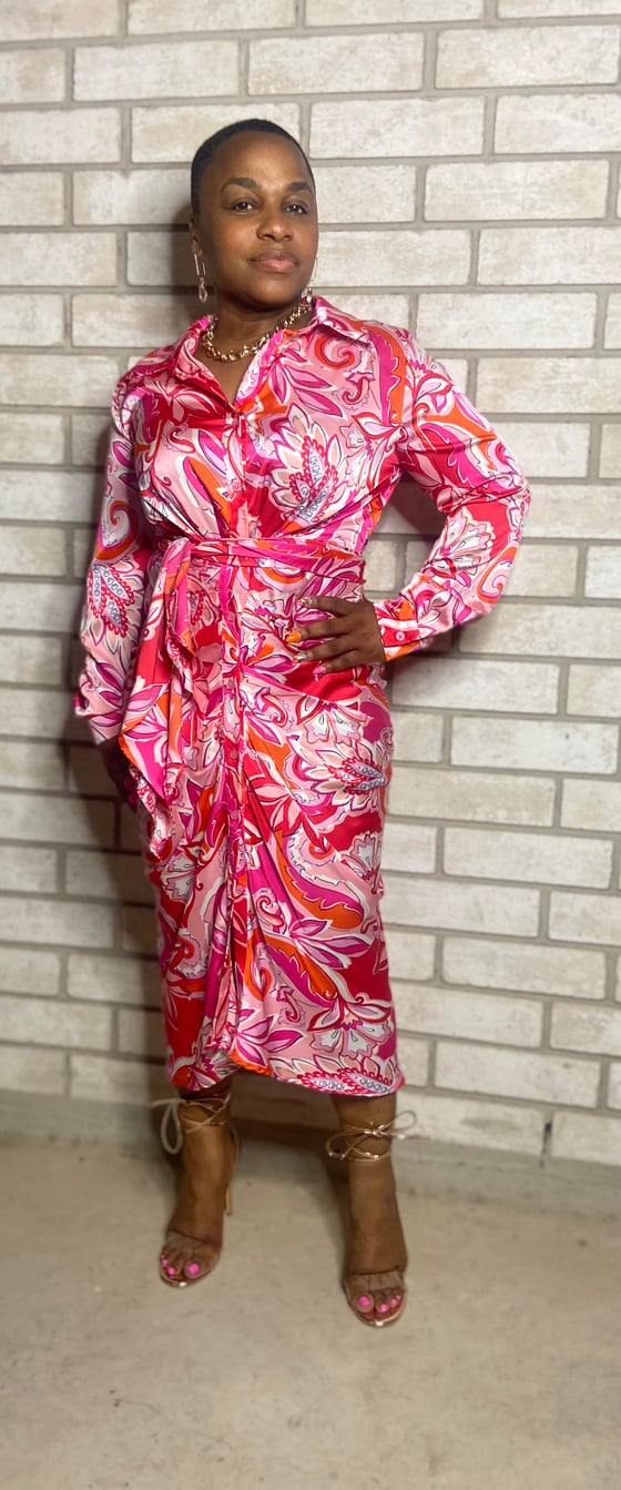 Image of Paisley Print Ruched Dress