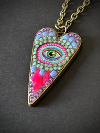 Image 2 of Mystic Eye Heart Necklace - Purple/Perriwinkle/Neon