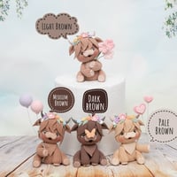 Image 3 of Highland Cow Cake Topper - Lightweight clay