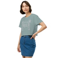 beach sign crop top grey t shirt