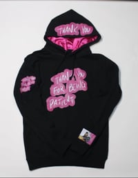 “THANK YOU FOR BEING PATIENT” Big Logo BLK & PK Hoodie with SATIN lined hood