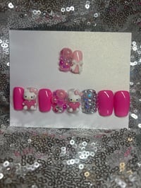 Image 5 of  Short square diva hello Kitty gel press on nails for Teenagers and  adults