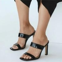 Image 1 of Vince Camuto Black Strappy Patent Leather Heels