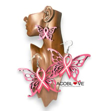 Breast Cancer Awareness Butterfly Earrings 