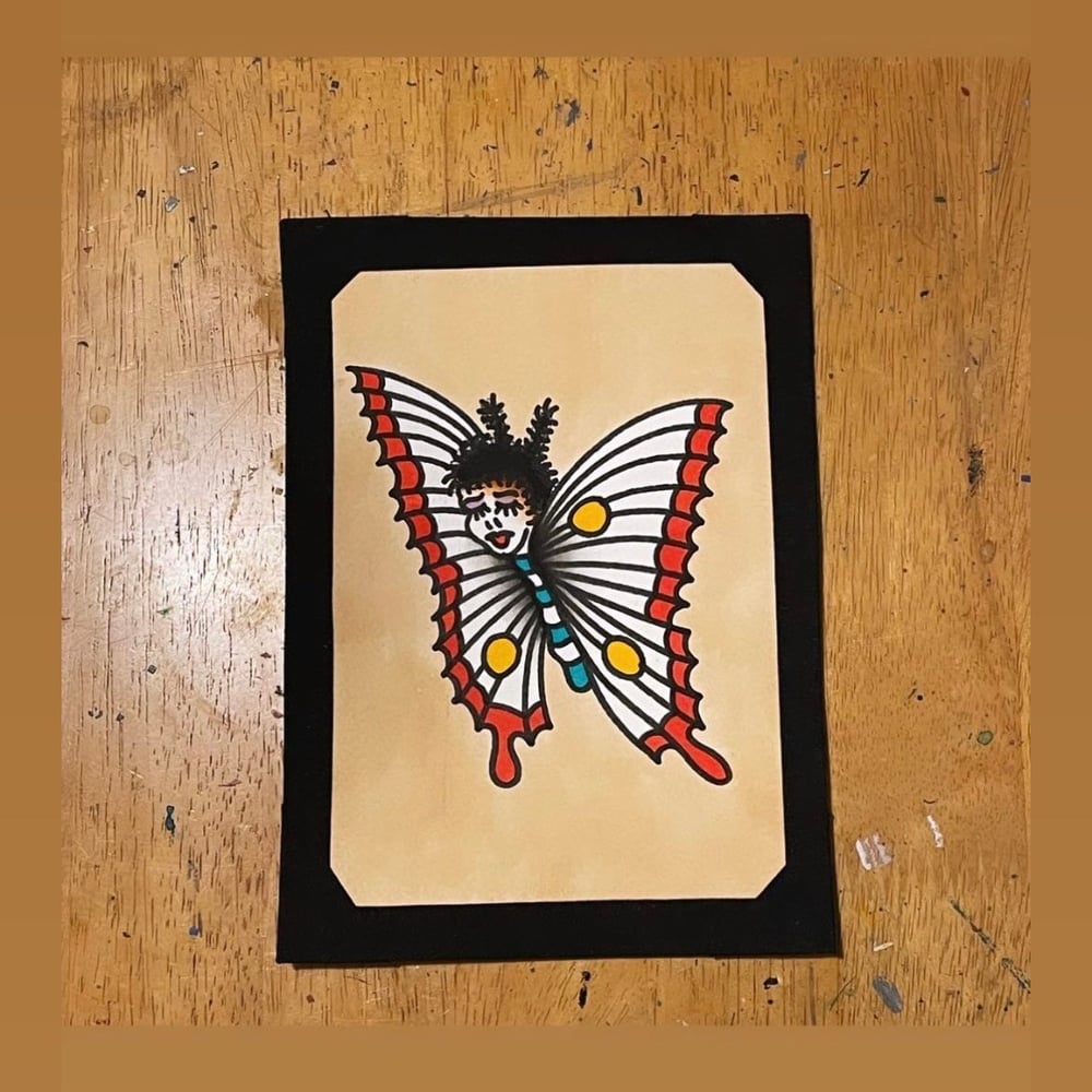 Image of Stained Butterfly Woman Painting