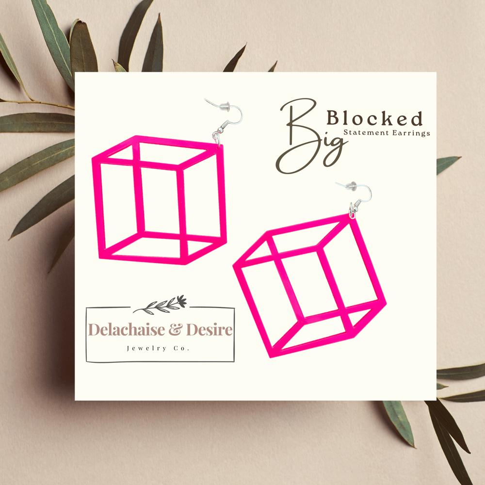 Image of Big Blocked Statement Earrings 