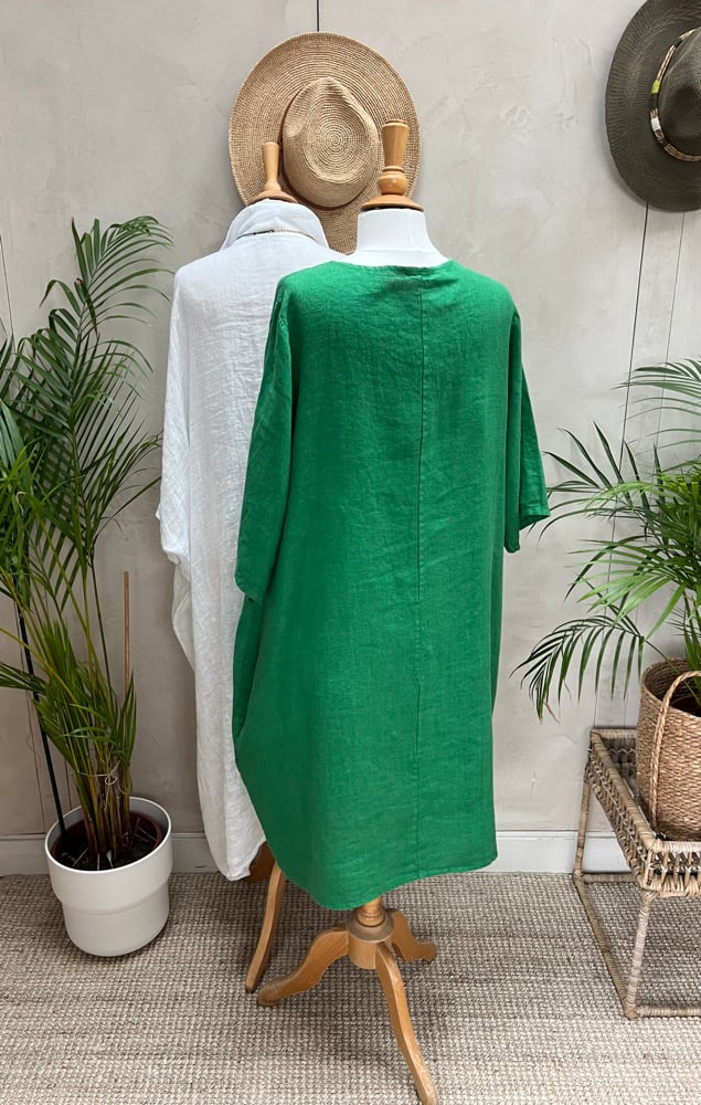 Image of Robe En Lin Gaïa I  Vert Malachite