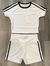 Image 1 of Striped Fitted Crop Short Set