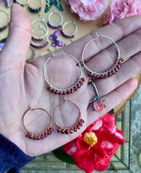 Image 5 of Garnet Wire Weaved Hoops