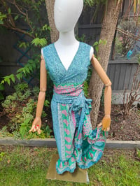 Image 1 of Pasha Co ord set top and frill wrap skirt - Jade green Pink