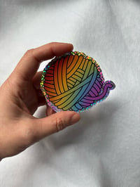 Image 1 of stickers: pride flag yarn ball 