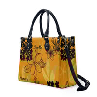 Image 2 of Women's PU Leather Plumeria Print Handbag
