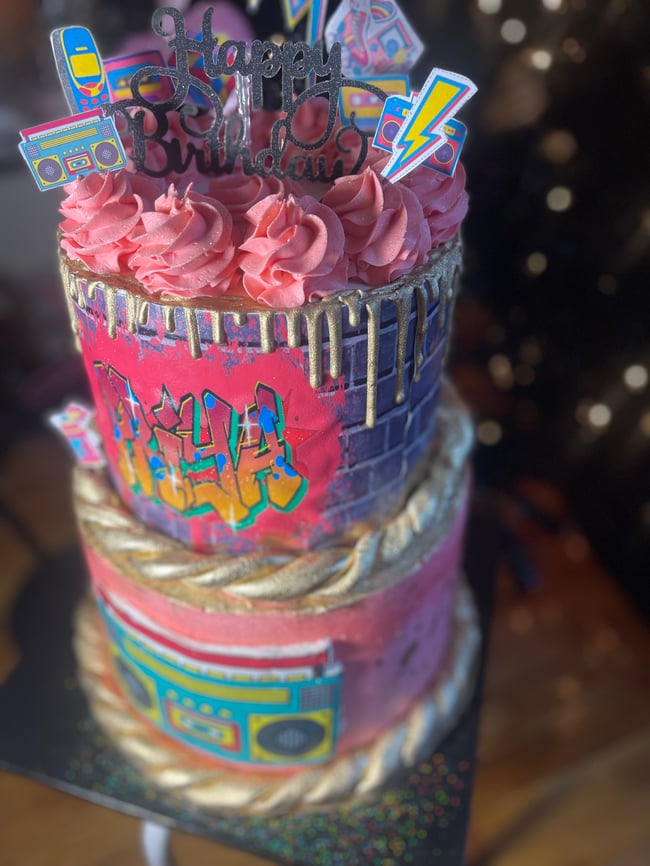90’s theme 2 tiered cake