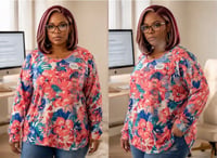 Image 2 of New XXL Kim Rogers floral top #1103*9