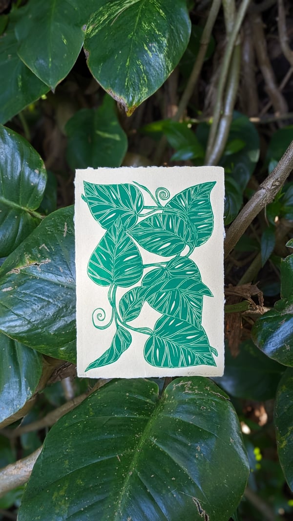Image of Giant Hawaiian Pothos - Linocut Print